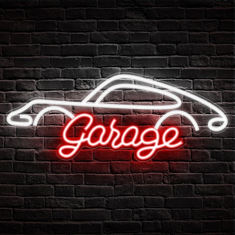 Kavaas Garage Neon Sign, LED Garage Sign for Car Room Decor | Neon Car Sign for Garage Decor, Auto Repair Workshop, Man Cave - Best Gifts for Dad, Car Enthusiast (GRG2) - Image 1